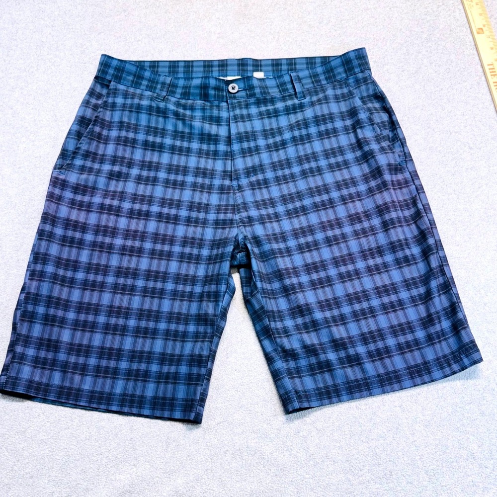 Ron Jon Surf Shop Plaid Shorts Mens 36 Blue Navy Black Coastal Casual Summer‎